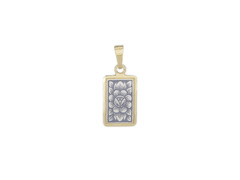 Серебряная подвеска прямоугольной формы с мелким цветочным узором «Посад» 